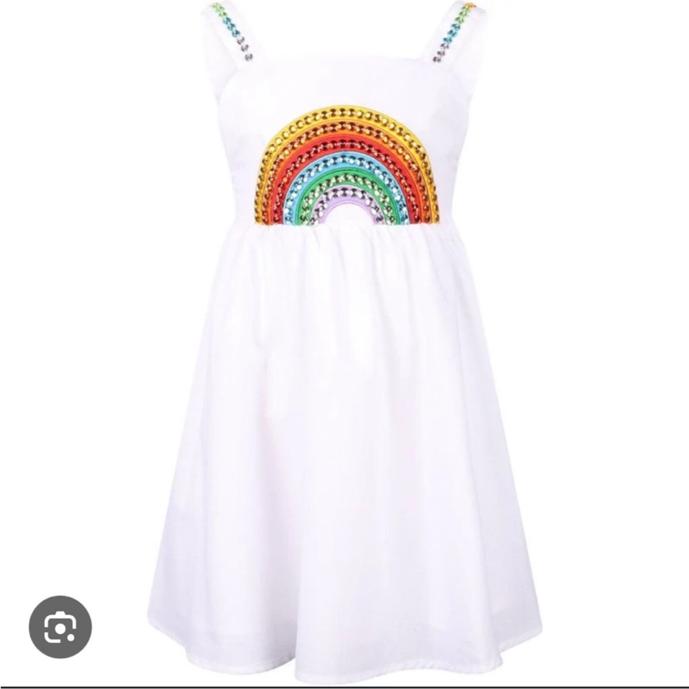 LOLA + THE BOYS Crystal Rainbow Sun Dress in White Jeweled 2T